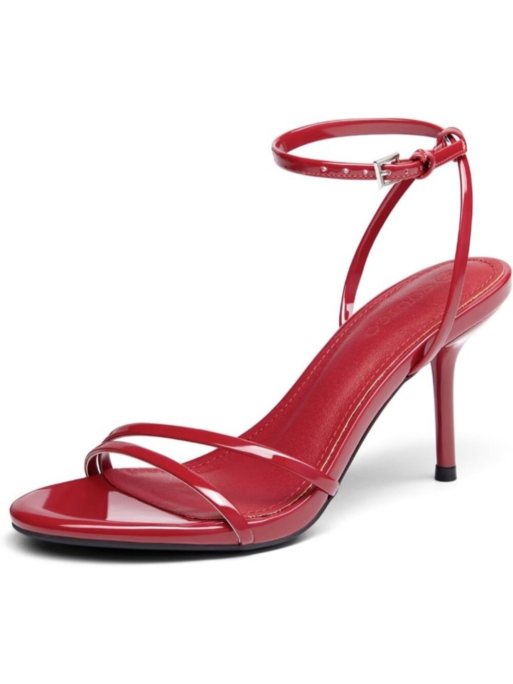 Women's Red Strappy High Heels Sandals Open Toe Ankle Strap Summer Dress Shoes
